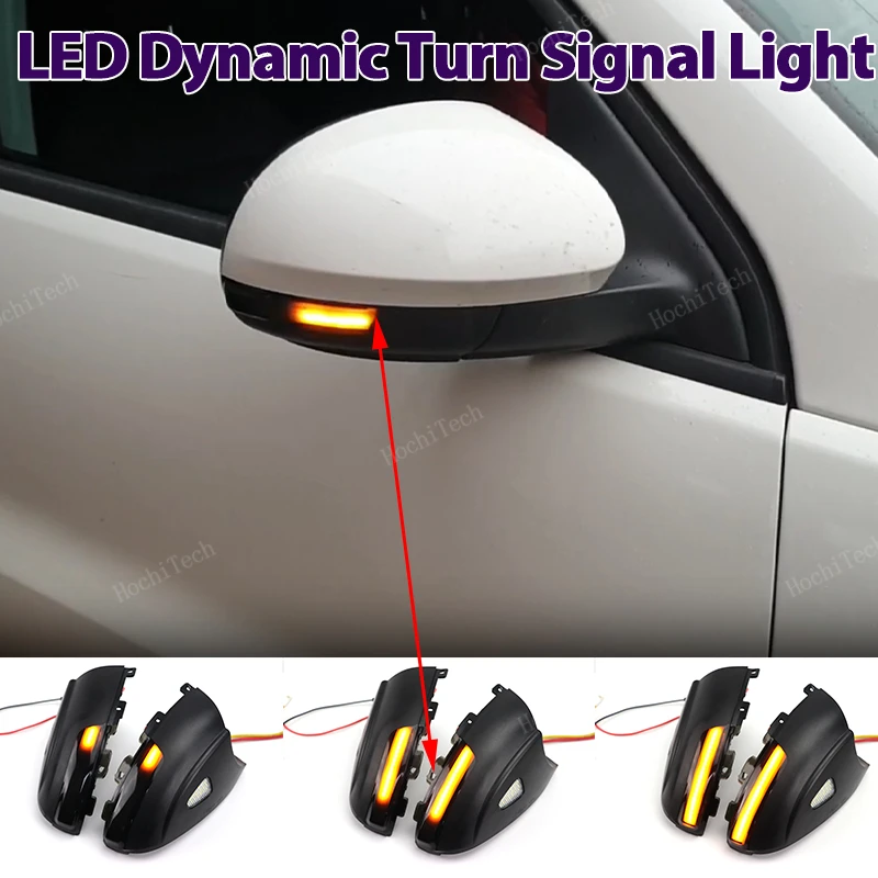 2pcs Flowing Mirror Dynamic LED Turn Signal Light Car Styling For Volkswagen VW Tiguan 5N Sharan 7N Seat Alhambra 7N