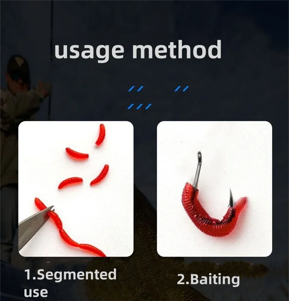 Vinilo gusano rojo con olor y sabor para pesca de lubina marina - imagen 4