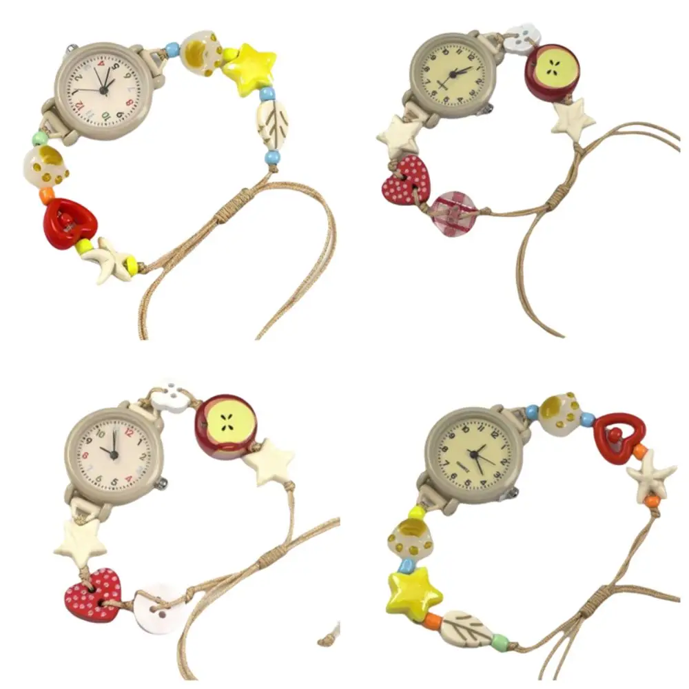 New Dopamine Bracelet Watch Adjustable Pendant Star Heart Chain Watch Beaded Quartz Watch Women Girls