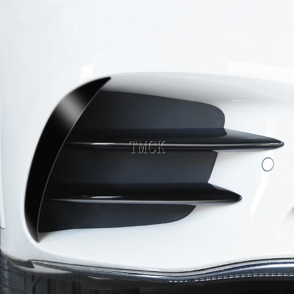 For Mercedes Benz C Class W205 2019-2021 ABS Car Accessories Front Bumper Lip Splitter Spoiler Canard Fog Lamp Cover Trim Strips view 3