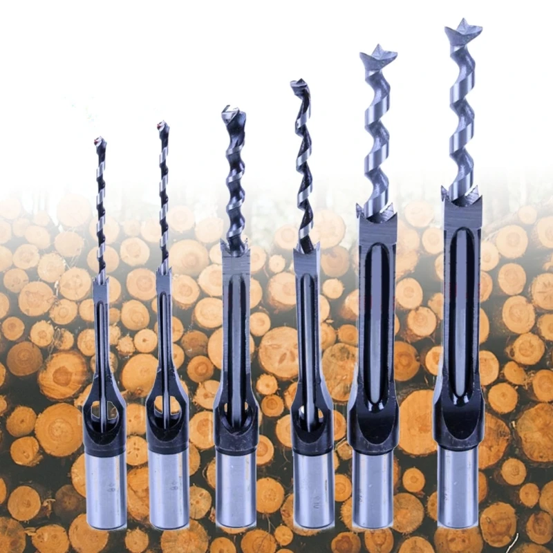 6Pcs Square Hole Mortise Chisel Drill Bit Tools, 5/8