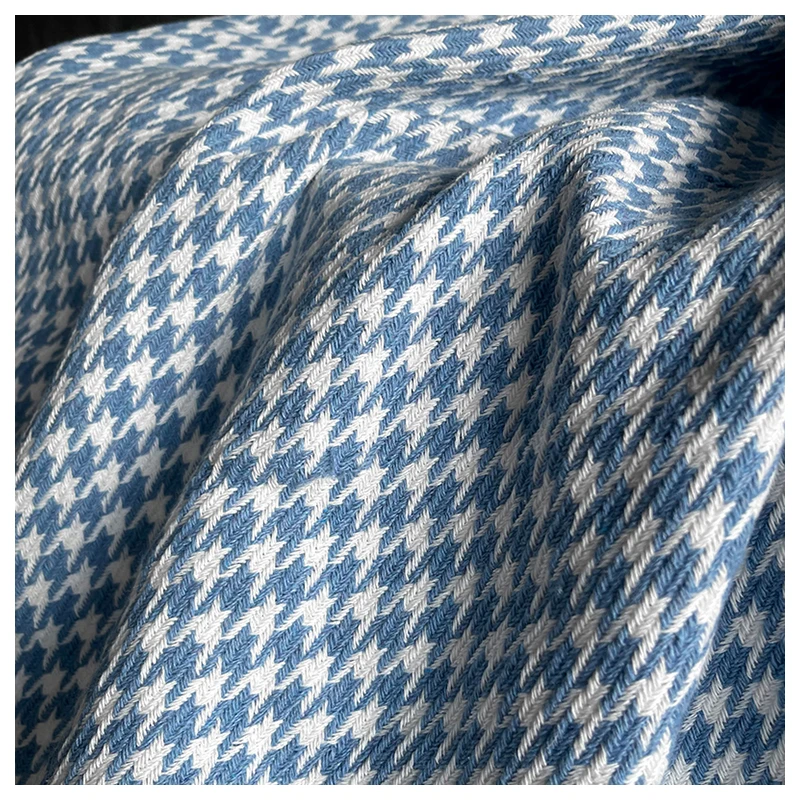 Tela gruesa de textura de línea Jacquard azul para vestido, abrigo, sombrero, ropa, tela de diseñador, Material de costura de 55 pulgadas de ancho,