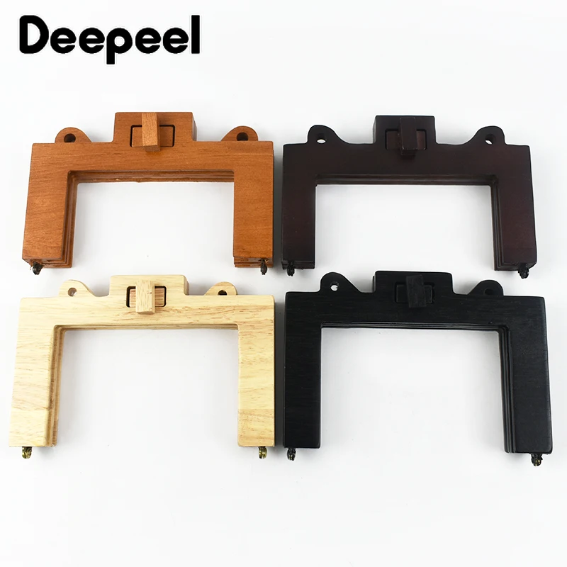 Deepeel 1Pc 16/22cm Natural Wooden Purse Frame U-shaped Vintage Wood Clasp Handbag Kiss Lock DIY Craft Bag Hardware Accessories