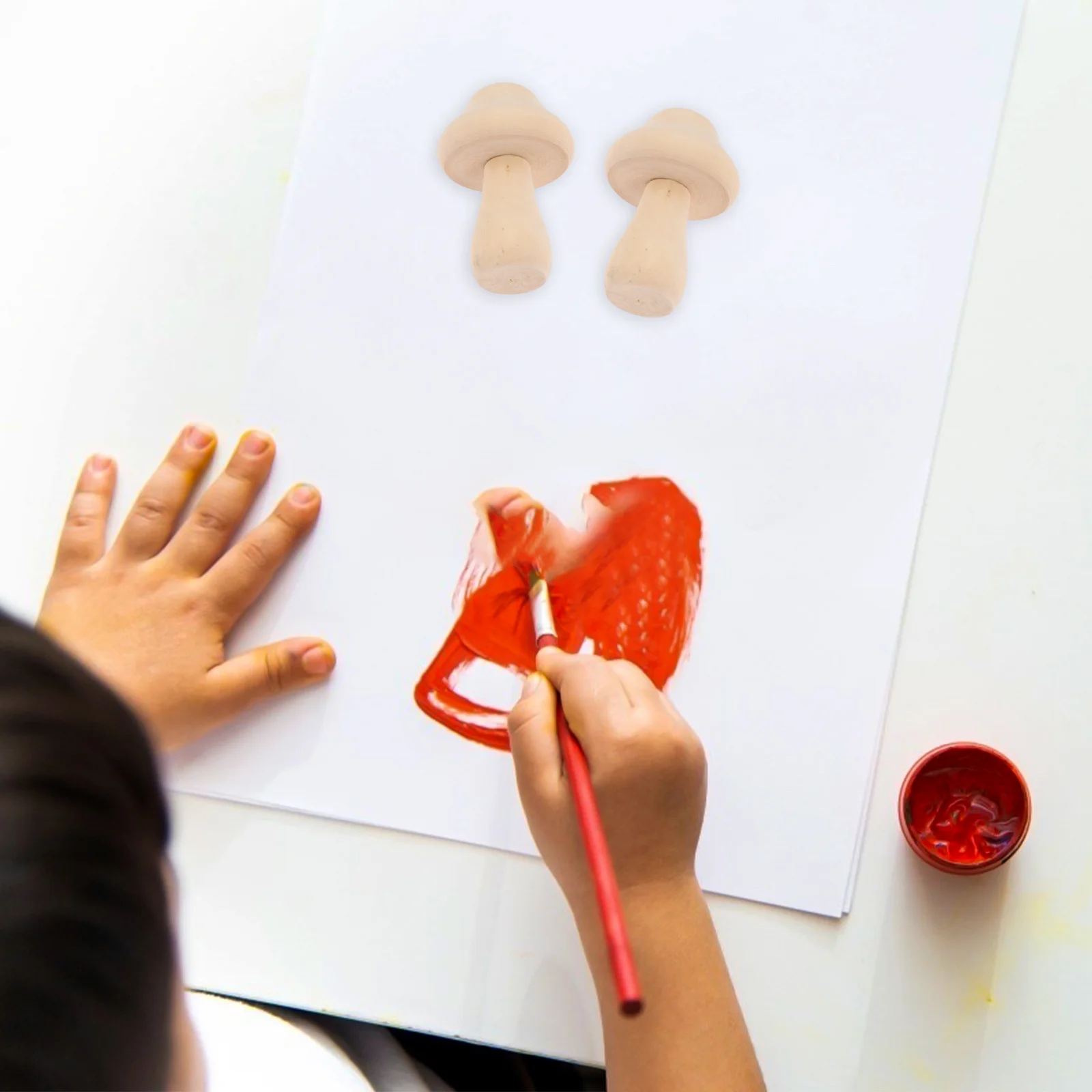 8 pçs inacabado estacas de cogumelo de madeira diy artesanato pintura à mão educacional crianças criativo graffiti cogumelo decoração