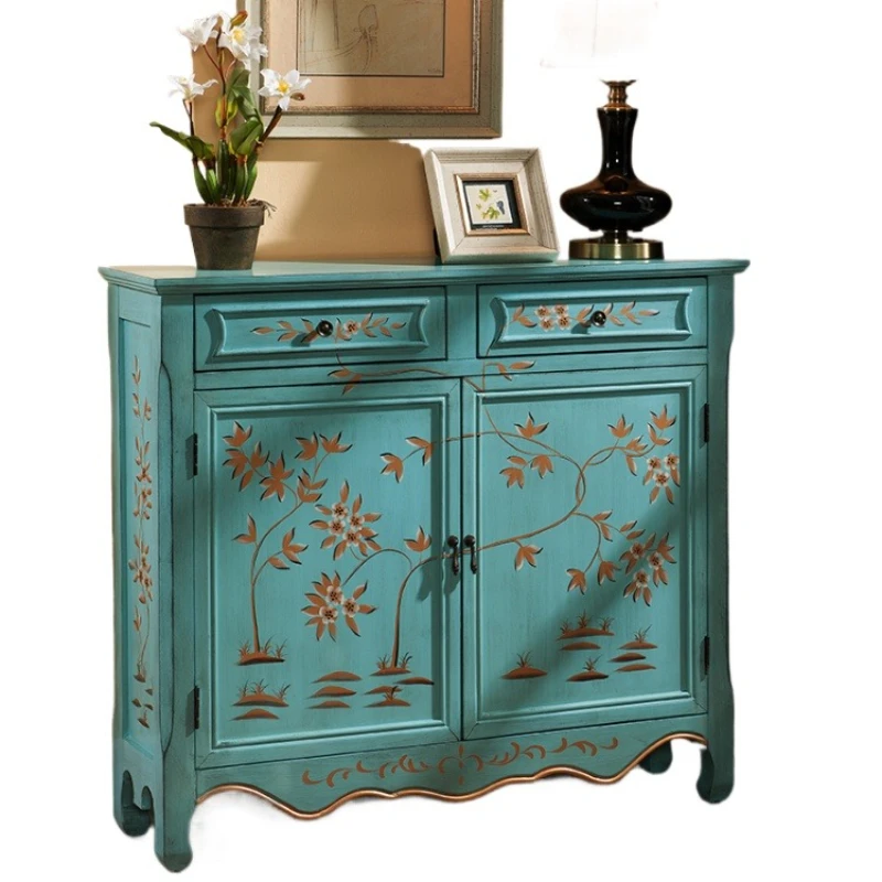 

* American country style color drawing cabinet, European style kitchen side cabinet