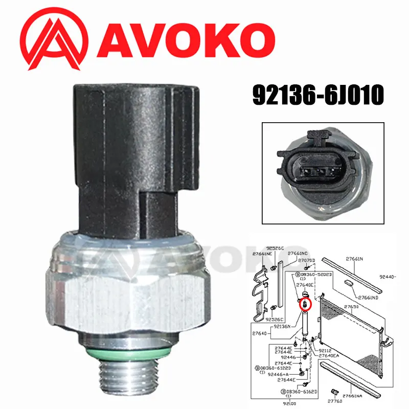 Air Conditioning Pressure Switch For Nissan Juke NV200 NP300 350Z Z33 370Z Z34 X-Trail GT-R Renault 92136-1FA0A 92136EL00A