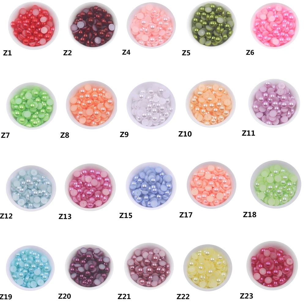 50 Colors Sizes 6/8/10MM ABS Plastic Half Round Flatback pearl Loose Beads DIY Jewelry/Headwear/Nail Art /Phone Decorate