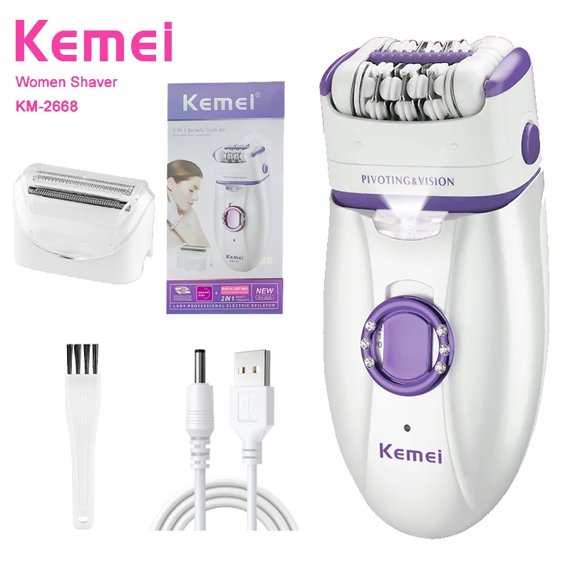

Kemei KM-2668 2-in-1 Women's Shaver Body Shaver for Full Body Shaving Women Hair Remover Electric Body Depilation Machine