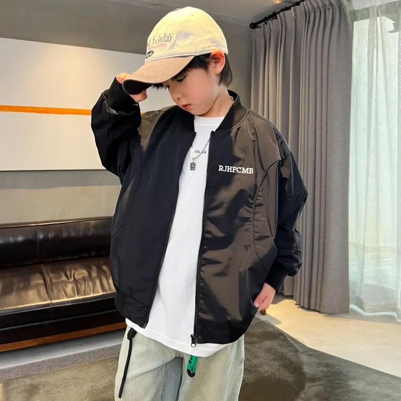 2025 New Boys' Baseball Jacket Spring Autumn Kids' Sporty Jacket for Big Toddler Boys Stylish Hood Jacket with Windproof Design