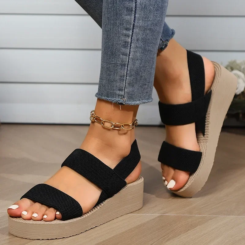 Fashion Trend Women\'s Wedge Sandals Non Slip Slipper Platform Ankle Strap Slingback Lightweight Women Shoes Sandalias De Mujer