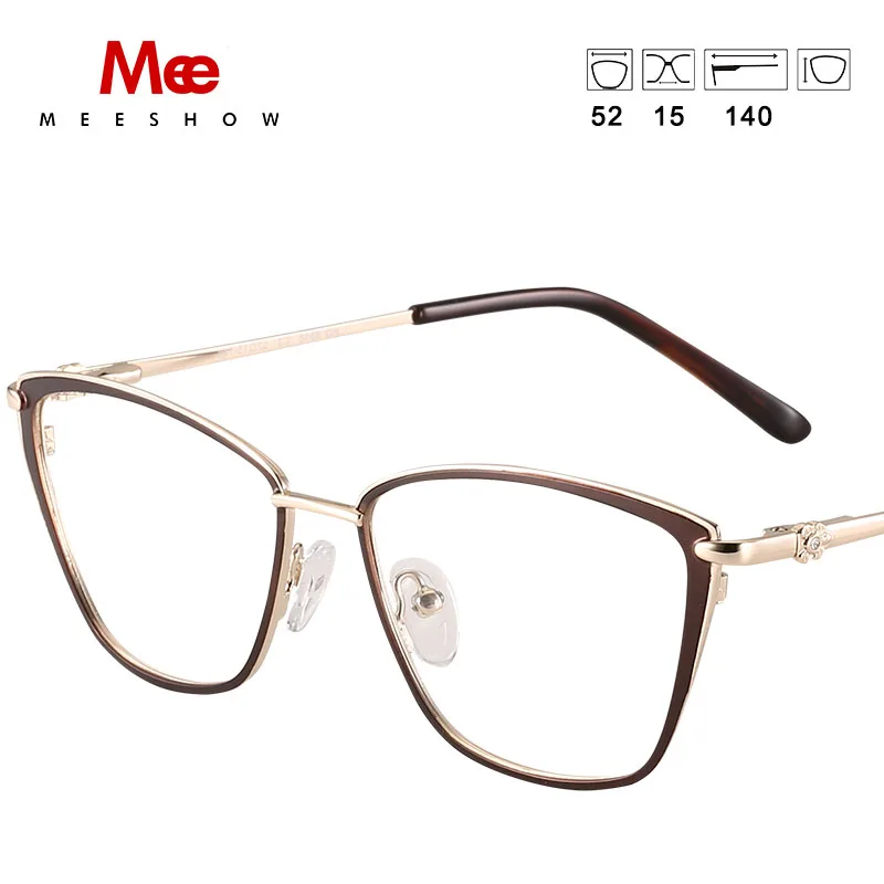 Meeshow Women Round Prescription Glasses Square Myopia Prescription Eyeglasses Male Business Style full Optical frame Classic