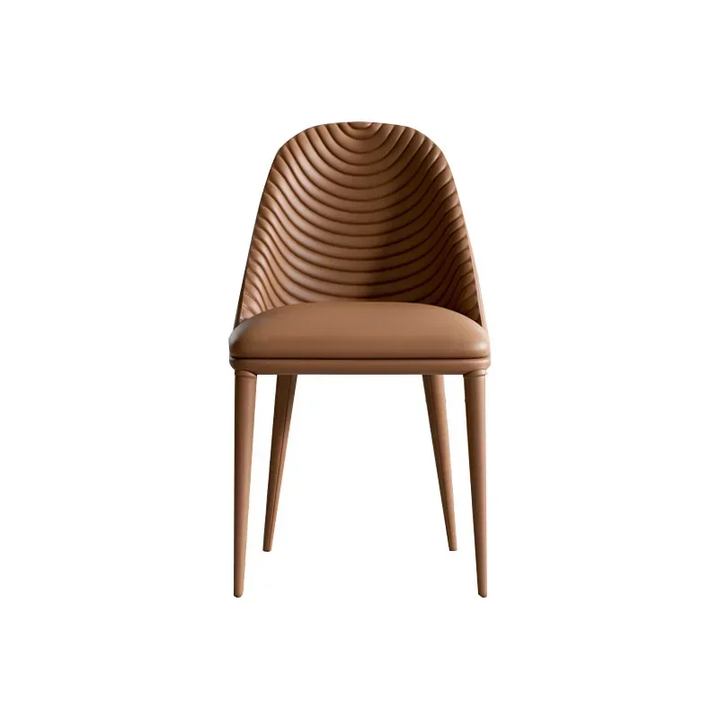 Italian minimalist casual dining chair, commercial metal leather all-inclusive back chair