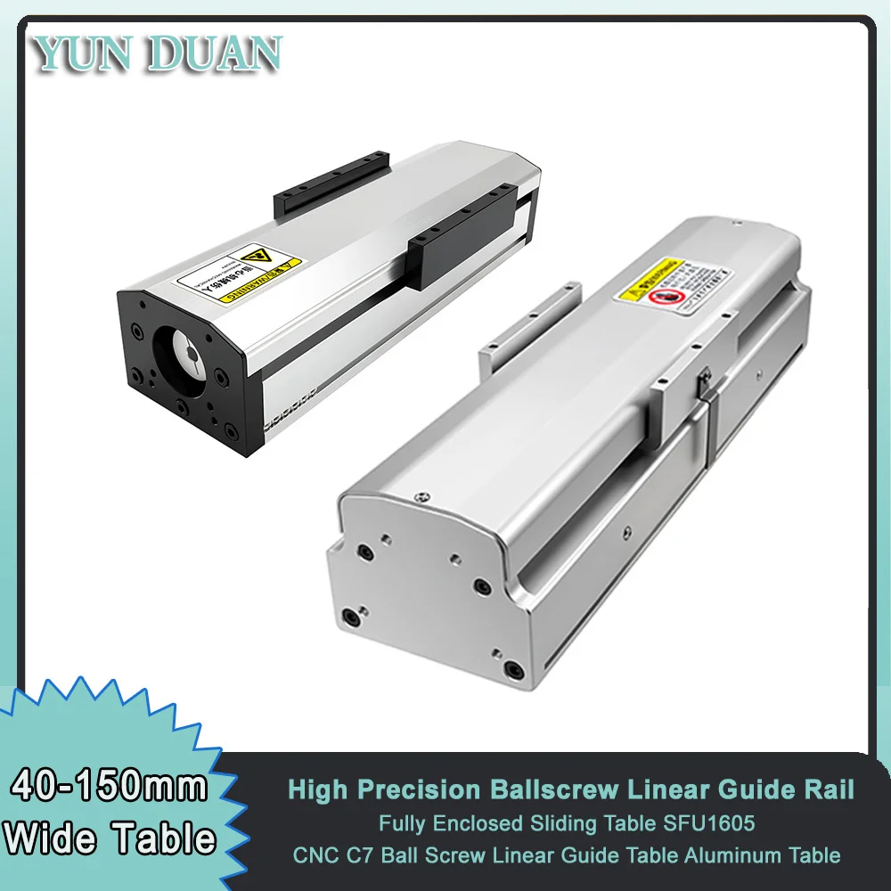 40KG-150KG Load Fully Enclosed Linear Rail Stage Ballscrew Sliding Table Dustproof Waterproof Linear Actuator 90/120/150mm Wide