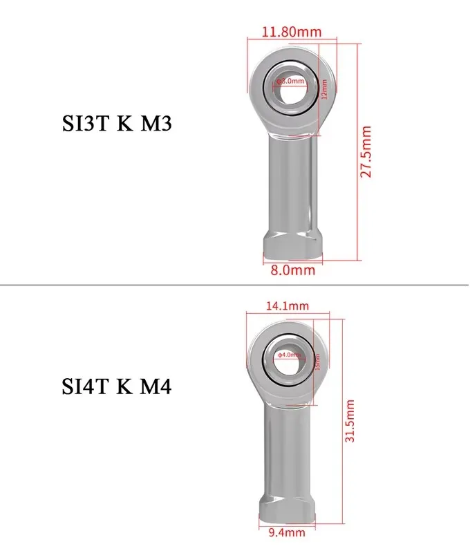 M3 M4 Fisheye Ball Bearings 3D Printer Parts Rod Ends Joint Thread Female Ball Bearing SI4T/K SI3T/K Fish Eye Part 3D Printer