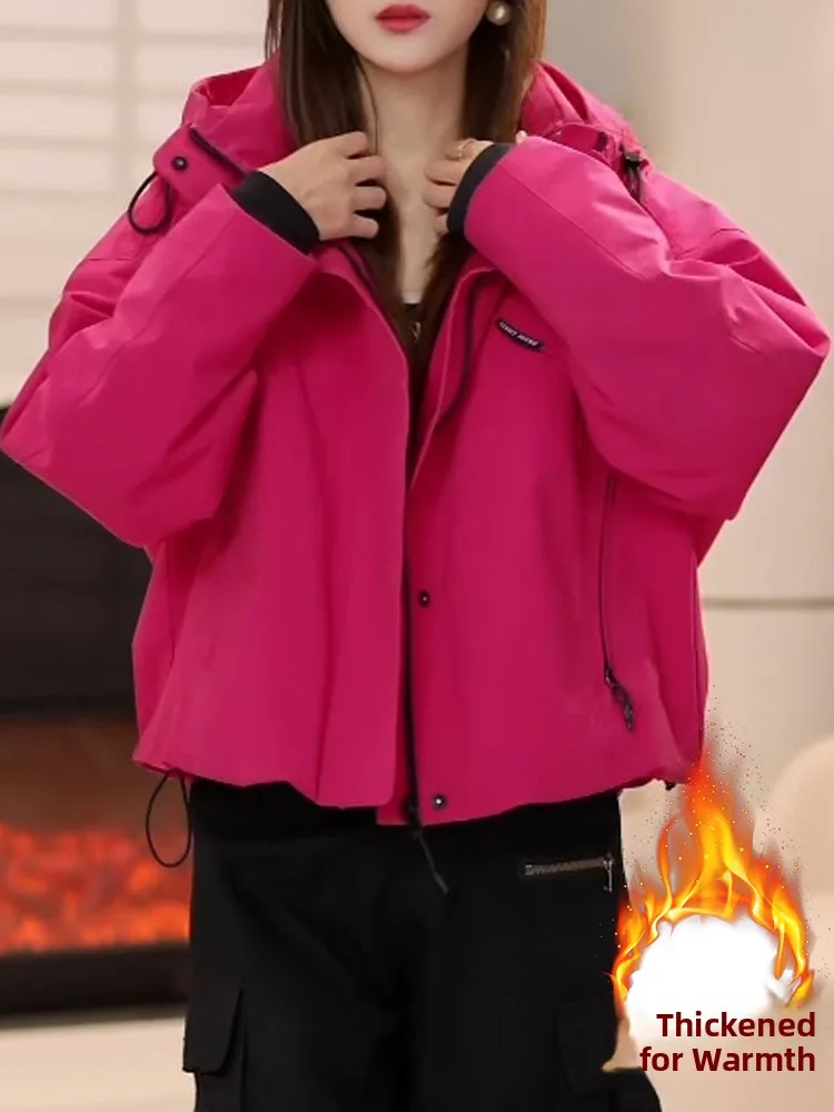 패셔너블한 여성용 재킷 지퍼 작업복 캐주얼 루즈핏 롱 슬리브 겨울용 따뜻한 코트