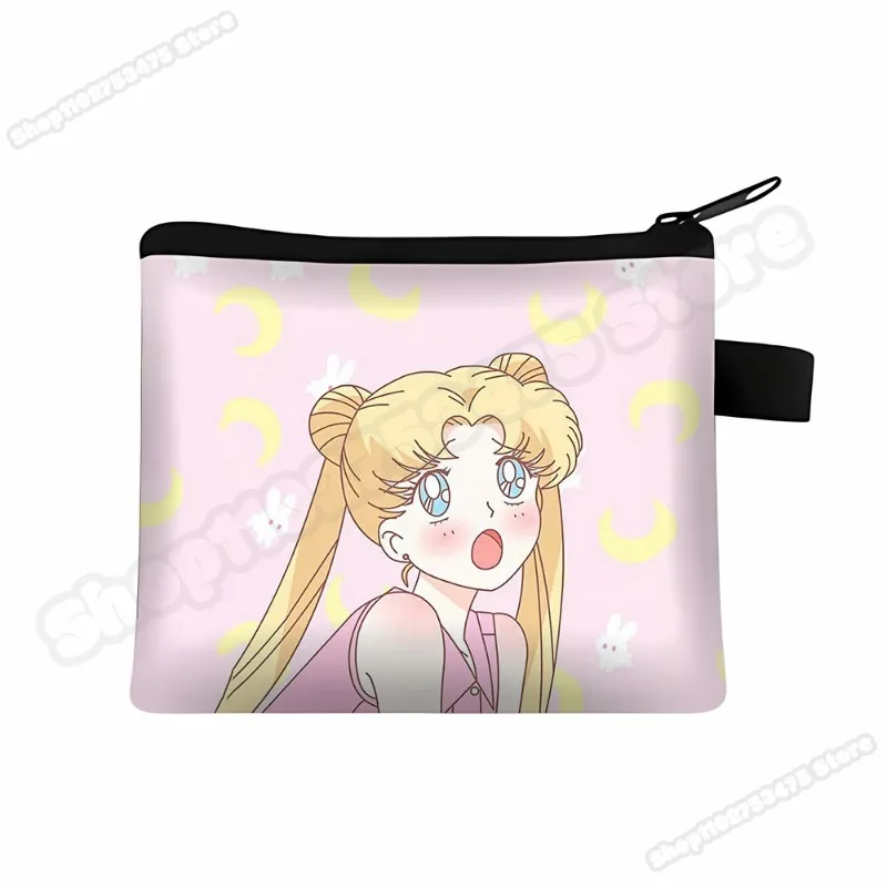 Sailor Moon Woman Anime Fashion Coin Purse Girls Cartoon Printed Wallet Casual Cute Moneybag Kawaii Mini Change Bag Purses Gifts