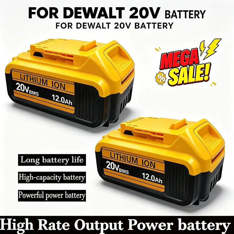 20V MAX XR Lithium Battery Pack For DeWalt Power Tools Replacement Battery Compatible DCB200 DCB205 8.0Ah Rechargeable Battery