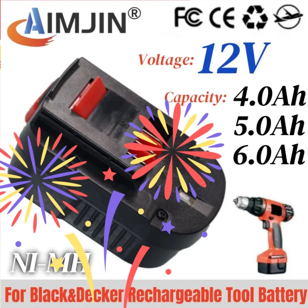 

Аккумулятор Ni-Mh 12В 6.0Ач TSOZPN20006, совместимый с Black & Decker EPC12 EPC12CA A12E A1712 FS120B A12EX A12-XJ Cordless Power T