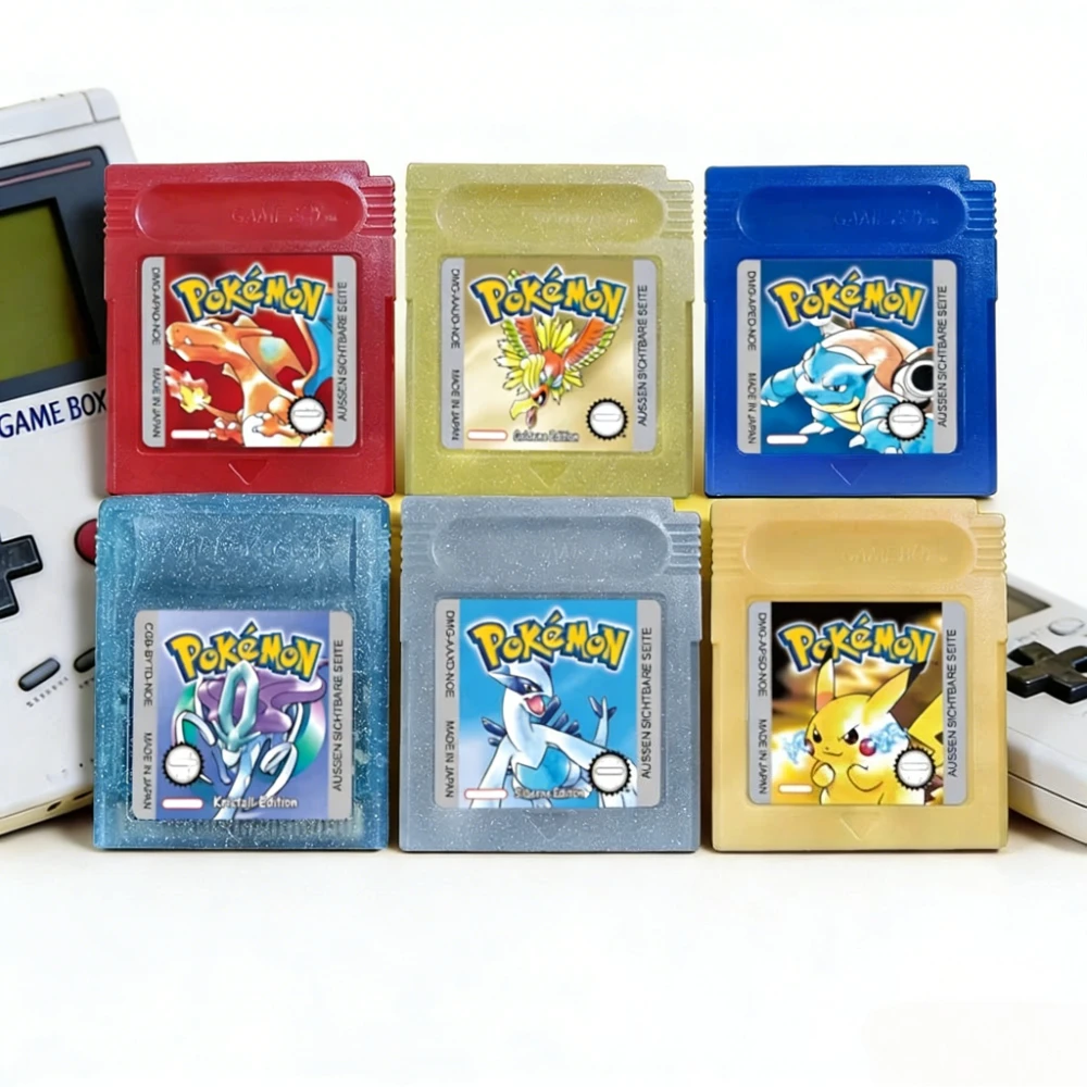 

Pokemon Classic Pocket Game Cartridge Blue Yellow Gold Crystal Red Silver High Quality For GBC Game Card