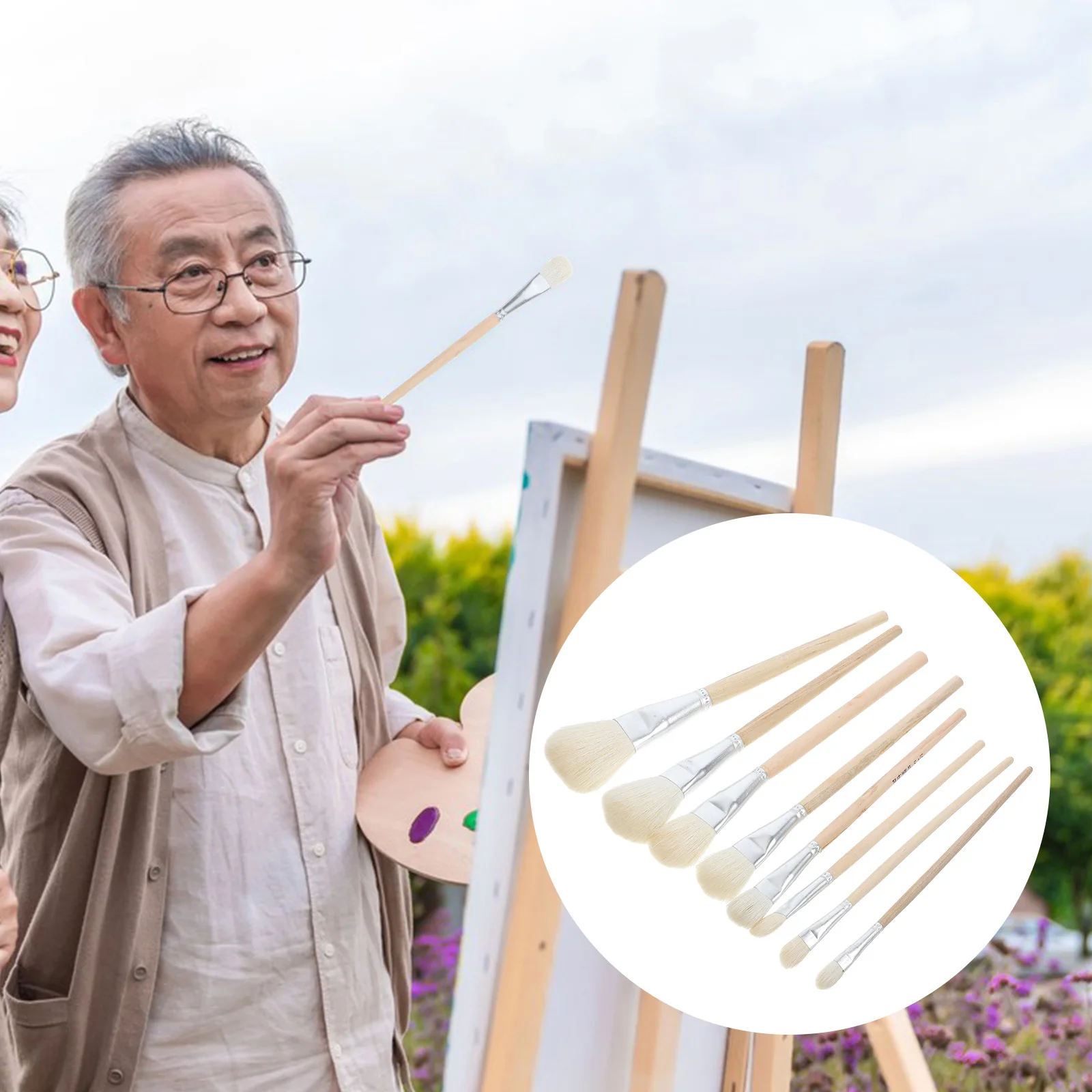 

8Pcs Wool Painting Brush for Pottery and Ceramic Art, Fine Tip Detailing Tool for Watercolor Oil Glaze Drawing, Portable