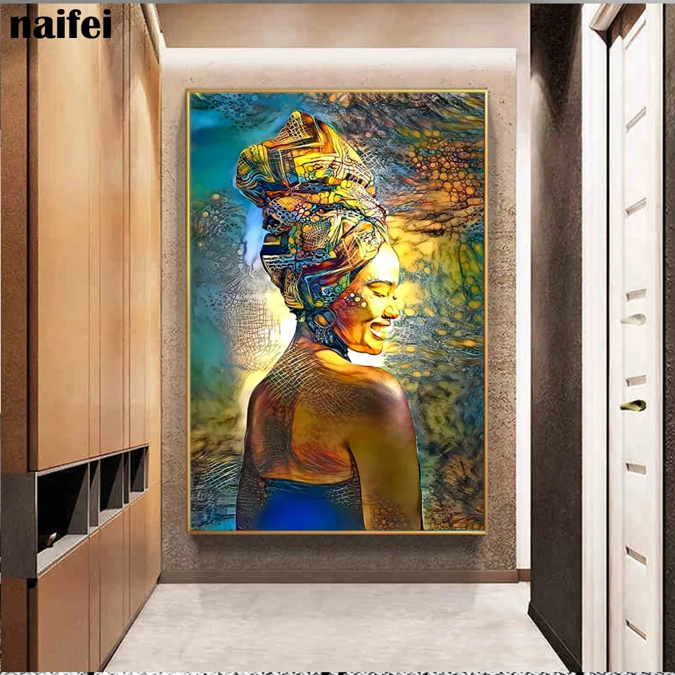 diy Diamond Painting African Ethnic Woman Home Decor Wall Art 5d Diamond Mosaic Native Tribe Beauty Girls Pictures Home Decor