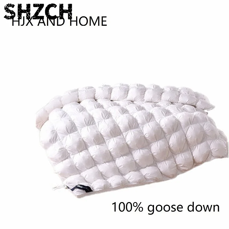 3D Luxury Quilted 100% Goose Down Duvet Comforter King Queen Full Size Thick Winter Blanket
