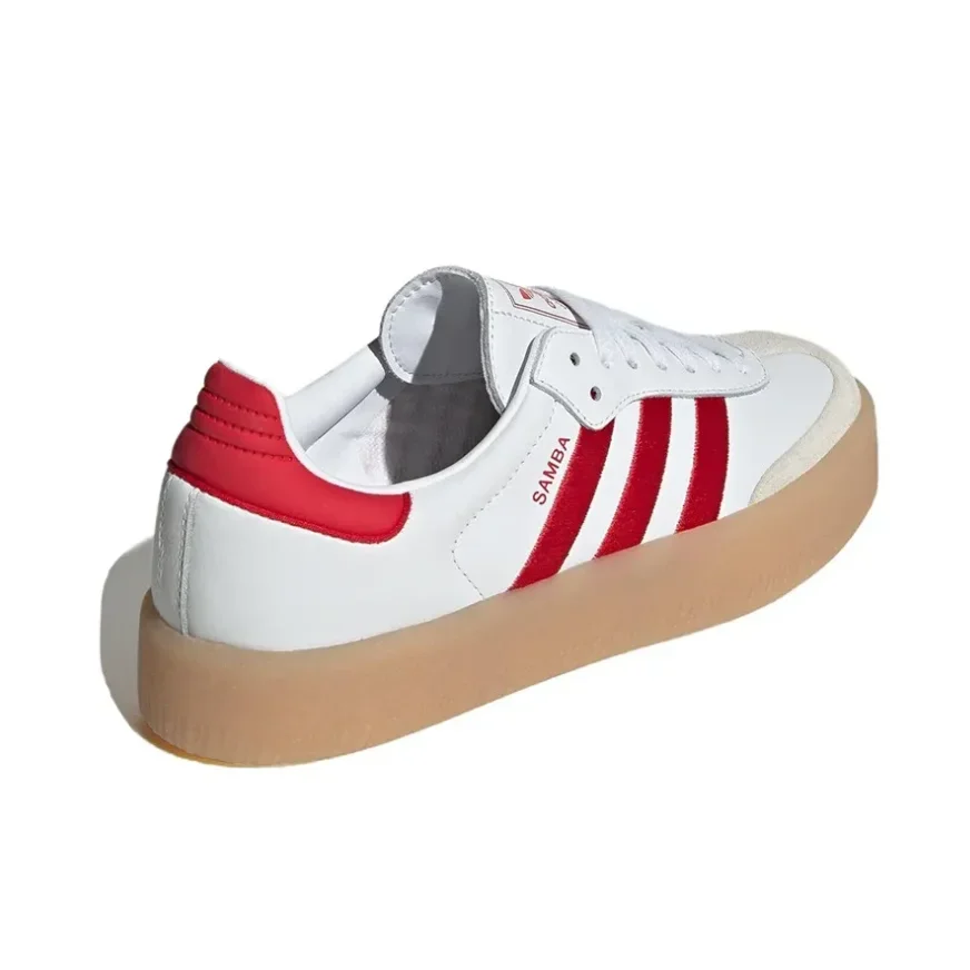 Adidas Originals SAMBA Classic Casual Low Top Board Shoes Estilos Masculinos e Femininos WhiteRedColorway