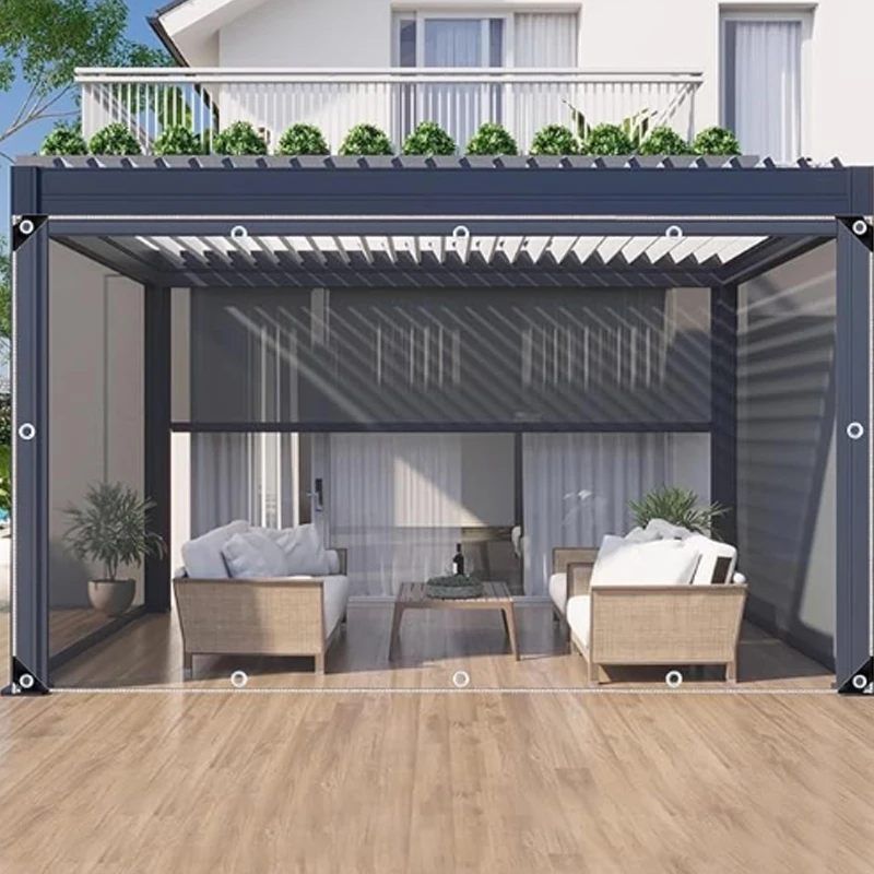 Thickened PVC Transparent Tarpaulin Waterproof Windproof Canopy for Terrace Snow Prevention
