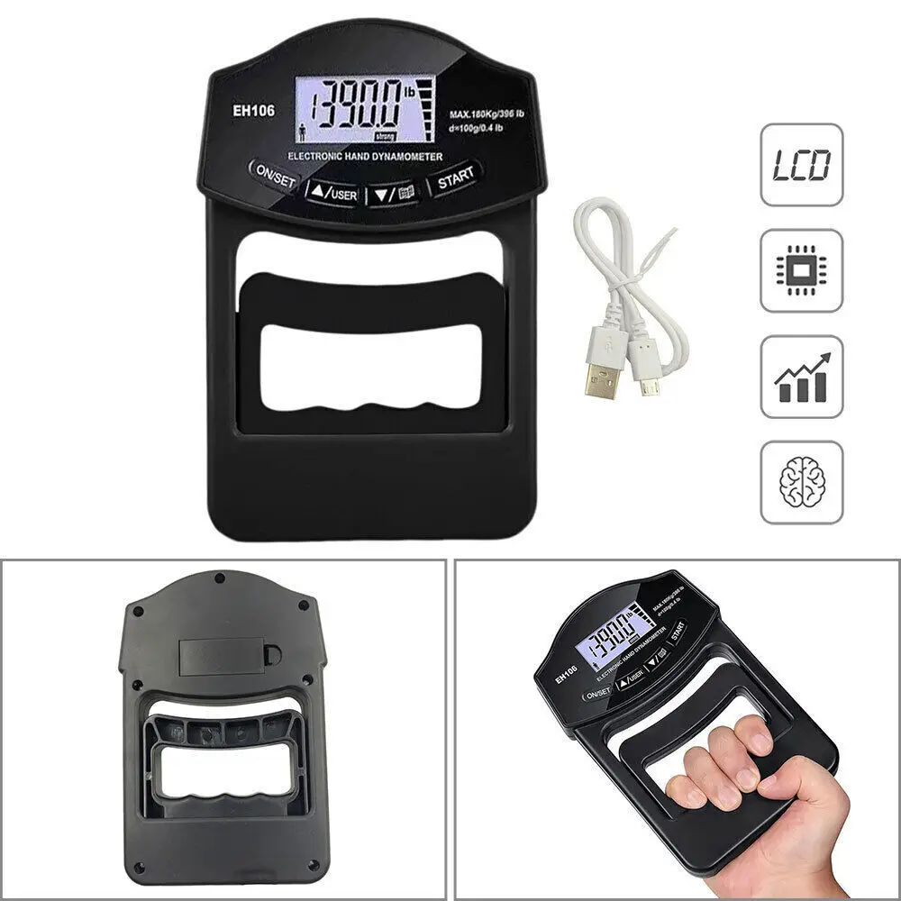 1Pieces Grip Strength Tester Digital Hand Dynamometer Grip Strength Meter USB LCD Screen Hand Grip for Muscle Power Training