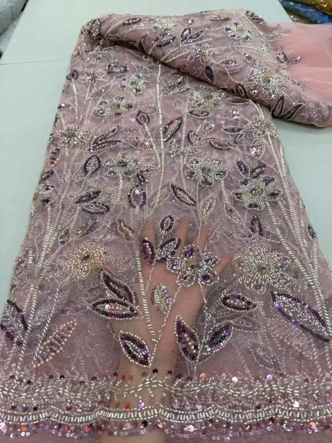 2025Latest Superior Quality Luxurious Elegant Soft Mesh lace With Lots Stones Fabric For Wedding Evening Dresses NN1875_R