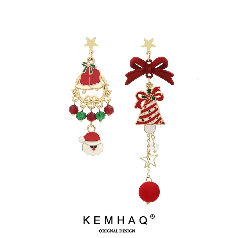 New Oxygen Cute Christmas Tree Reindeer Star Stud Hoop Ear Clips Women No Piercing Holiday Jewelry Set for Girls Party Favors