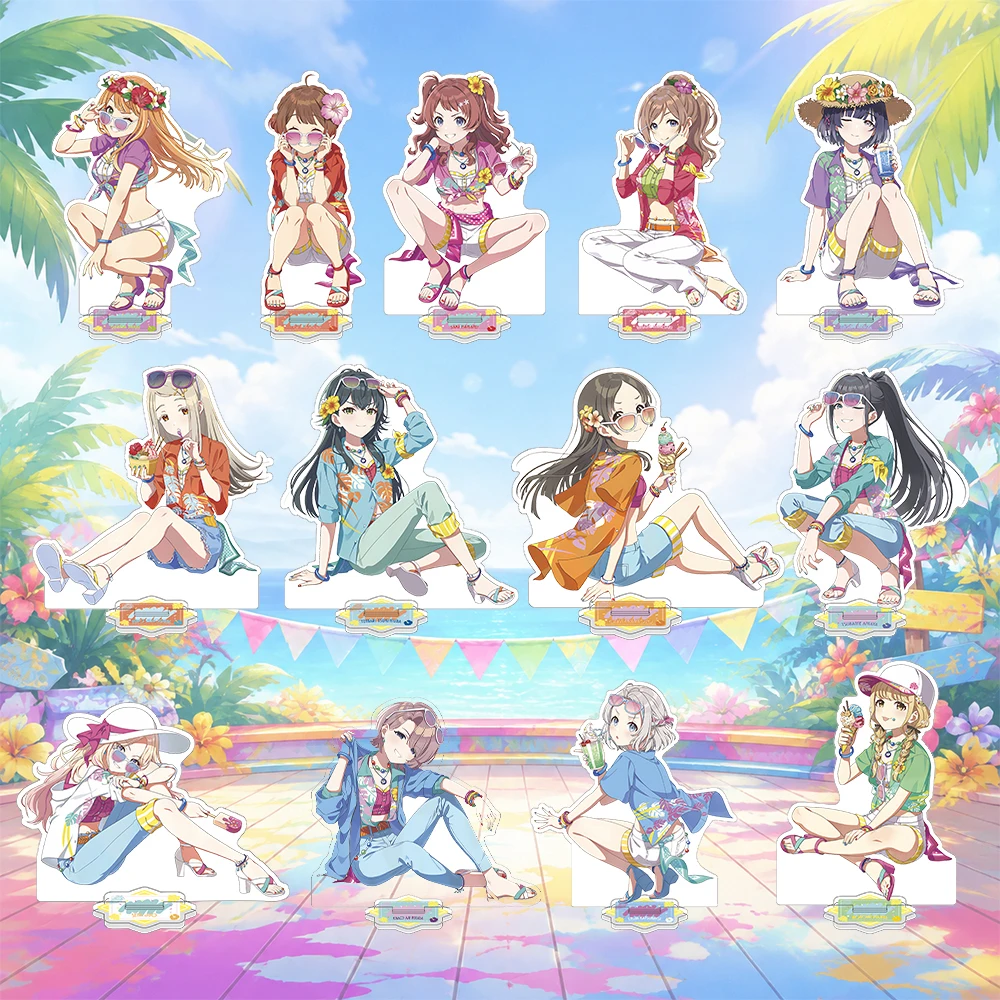 Gakuen Idolmaster Saki Hana Shiki Chisaki Rinka Sumika Tropical Ice Parlor Acrylic Stand Figure Desktop Decor Gift keychain