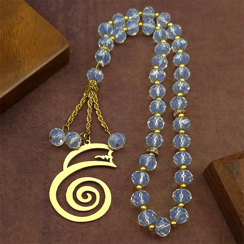 

Dai Ko Myo Stainless Steel Car Pendant for Women Men Gold Silver Color Master Reiki Symbol Glass Prayer Beads Chain Jewelry