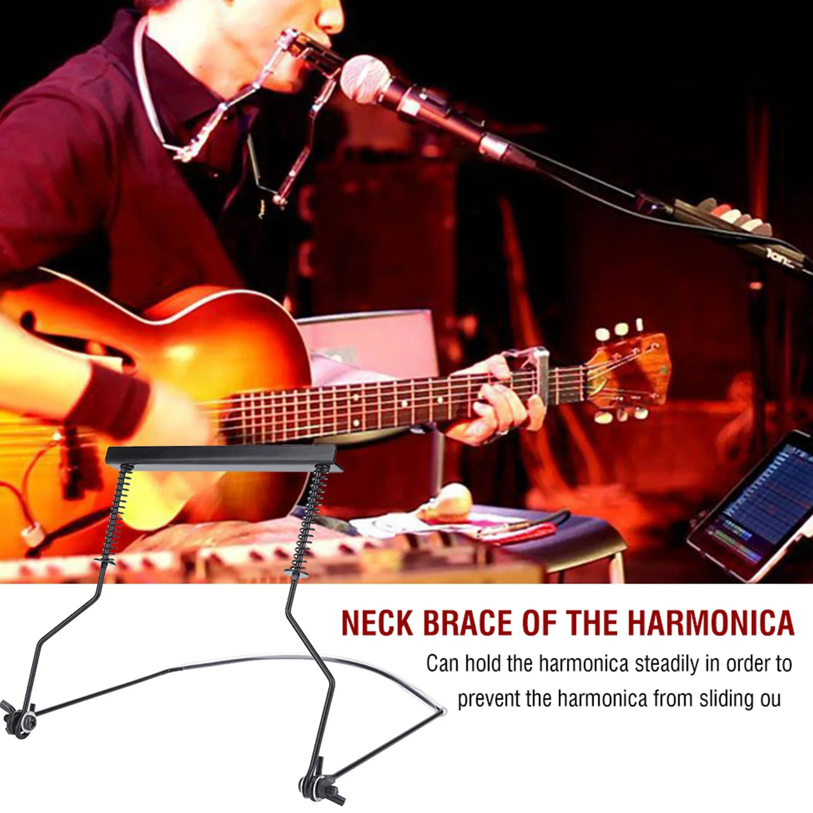 Adjustable Metal 10Holes Harmonica Neck Holder Rack Support Accessory Harmonica Rack Harmonica Holder Harmonica Support