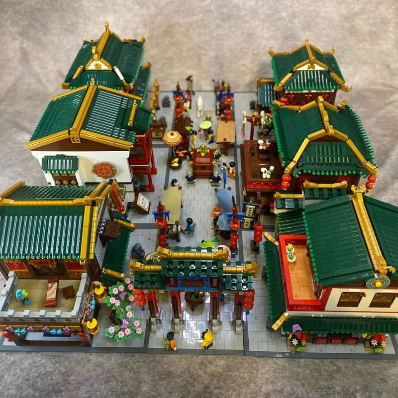 Chinese Ancient City Street View Constructor Blocks Retro Brick House Build Model Architeture Sets for Adults Idea Toy Gift