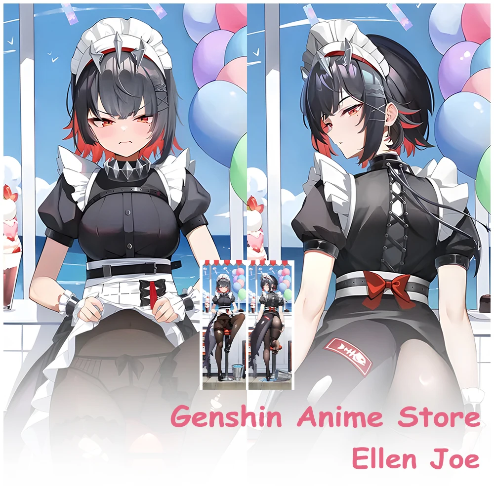 

Anime Ellen Joe Dakimakura Pillowcase Maid Style Ellen Joe Cartoon Bodypillow Cover Hugging Cosplay Props Headboard Pillowcases