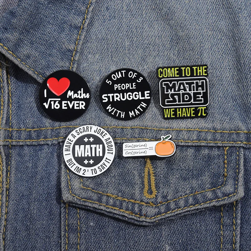 Set de 5 Broches de Esmalte con Memes Matemáticos Divertidos, Insignias de Solapa para Nerds y Geeks, Regalo para Profesores y Estudiantes de Matemáticas