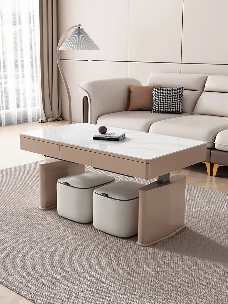 

Intelligent electric lifting coffee table and rock slab living room, modern can be baked for heating, multi-functional