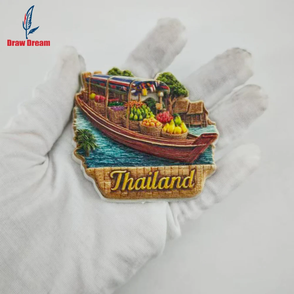 1Pc Thai Refrigerator Magnet, World Travel Souvenir Collectible, Suitable for Home and Office Decoration, Personalized Exclusive Travel Souvenir Magnetic Refrigerator Magnet, Home Decoration, Kitchen, Room, Office, Cabinet Crafts Gift, Holiday Souvenir, Exquisite Small Gift