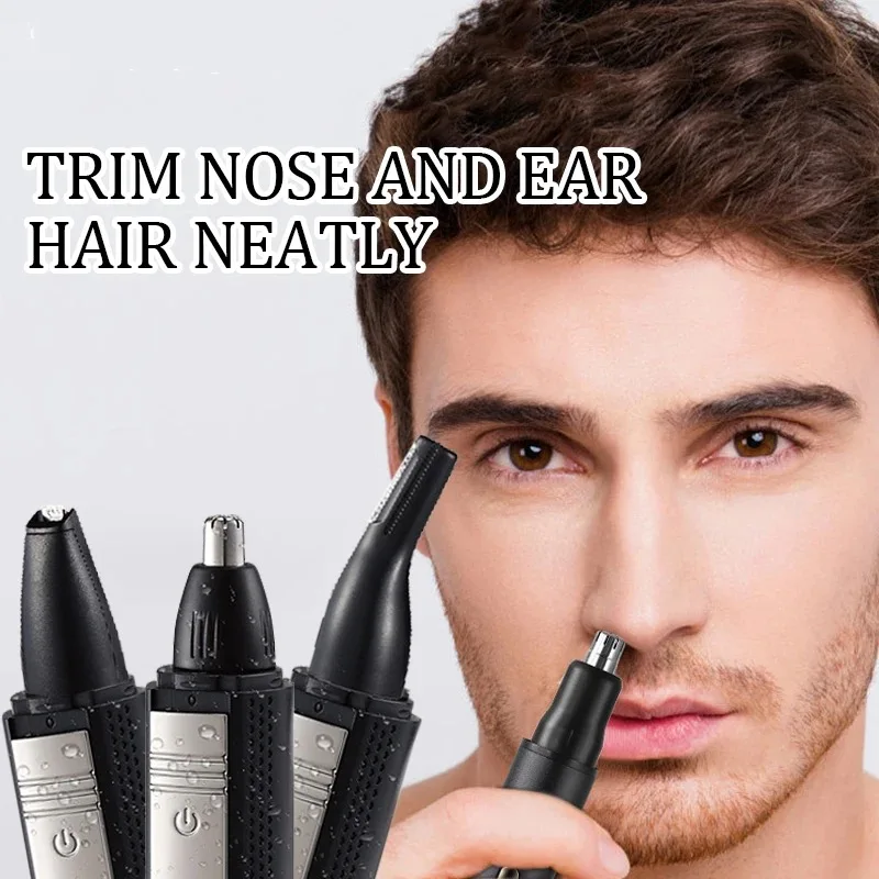 Kemei Waterproof Rechargeable Eyebrow Beard Trimer Electric Ear Cleaner Nose Hair Removal 3 In 1 Nose Ear Hair Trimmer for Men