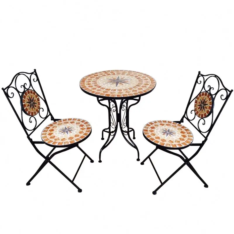 

European Style Ggarden Sets Outdoor Furniture Creative Balcony Leisure Mosaic 3 Piece Coffee Table Set
