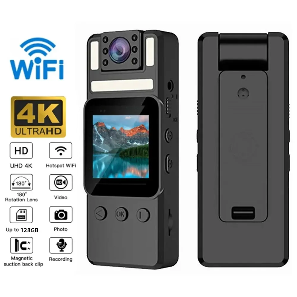 

4K HD Wifi Mini Camera Portable Digital Video Recorder Worn Police Small BodyCam Night Vision Sports DV Miniature Camcorder