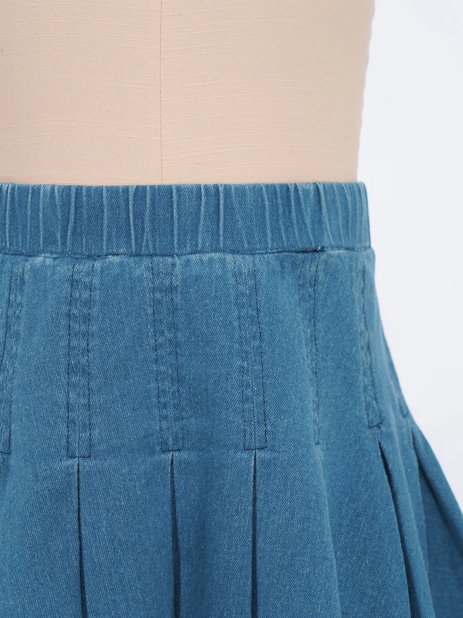 تنورة مطوية من قماش الدنيم للفتيات الصغيرات، تنورة قصيرة كاجوال عالية الخصر بحزام مطاطي على شكل حرف A لقضاء العطلات وحفلات أعياد الميلاد والعطلات على الشاطئ #5