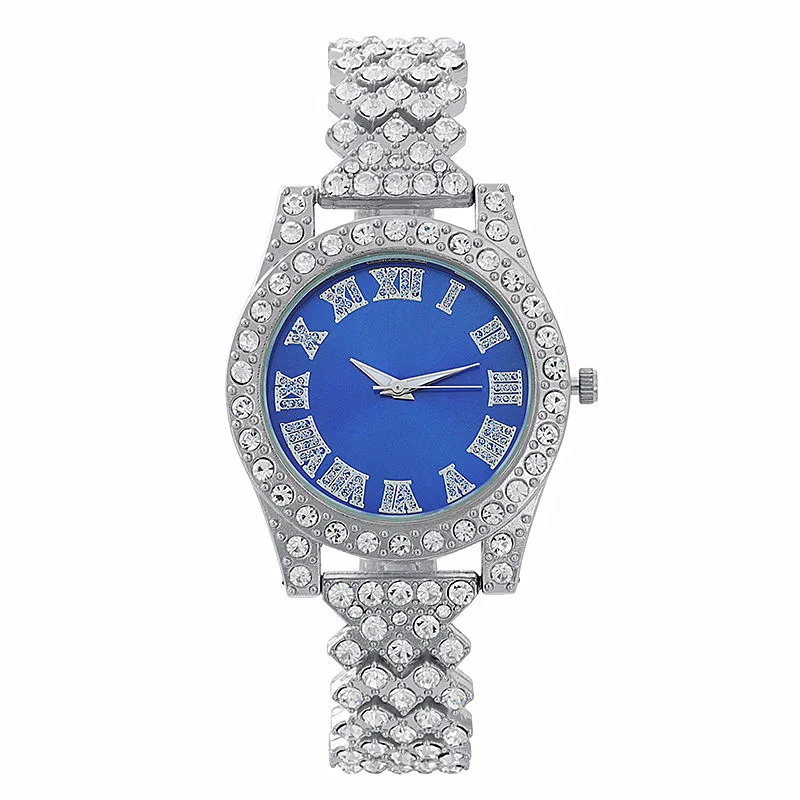 Iced Out Watch for Women Luxury Simple Fashion Round Dial Green Female Bracelet Diamound Crystal Wristwatches Ladies Gifts Colok