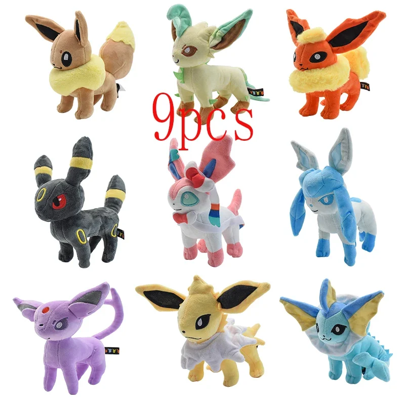 

9Pcs/Set Leafeon Pokemon Plush Toys Umbreon Espeon Eevee Sylveon Vaporeon Flareon Jolteon Glaceon Stuffed Doll Classical Form