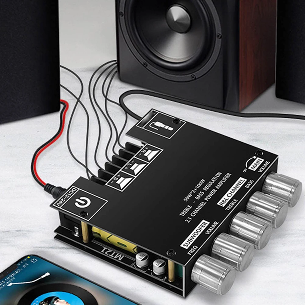 Bluetooth 5.0 Subwoofer Amplifier Board 2.1 Channel 50Wx2+100W High Power Audio Digital HIFI Stereo Amplifier Board Module