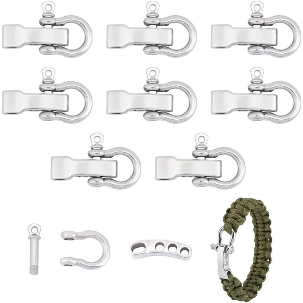 

10 Sets Adjustable Screw Pin Shackle Survival Bracelet Clasps Metal Bow Anchor Shackle Clasp D Shackle Clip