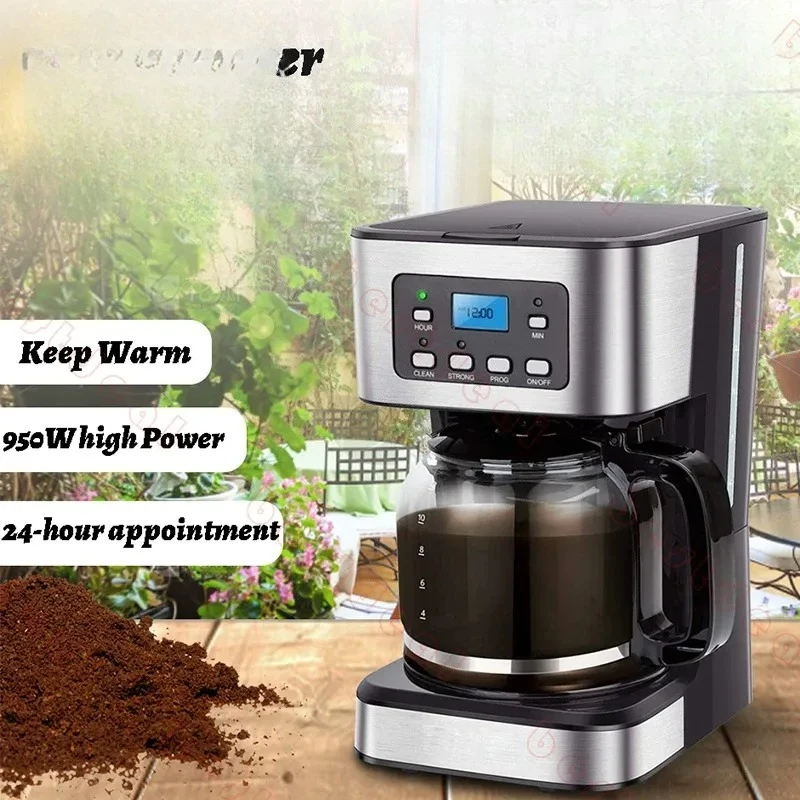 Coffee Maker Machine Household Automatic Drip Brewing Timer Keep Warm 12 Cup Capacity Home Kitchen Office Beverage