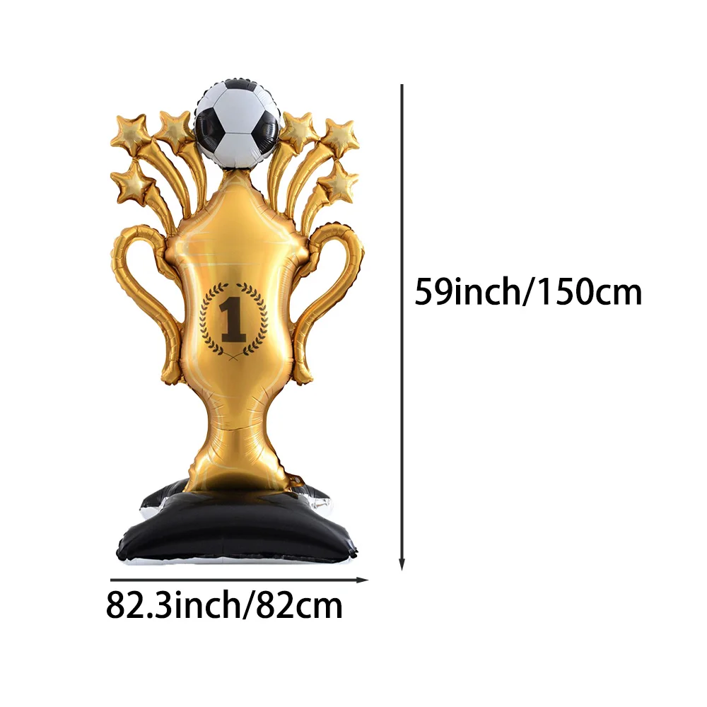 1-Pack of 59inch Standing Football Trophy Aluminum Foil Balloons, Suitable for Sports, World Cup, Football World Cup Parties, Themed Birthday Parties, Football Birthday Party Decorations