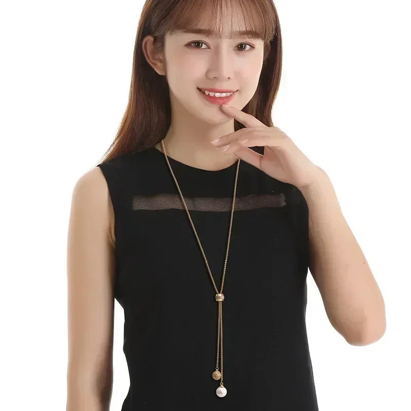2025Collana decorativa da donna lunga e semplice, maglione e catena, versatile ciondolo personalizzato autunnale e invernale